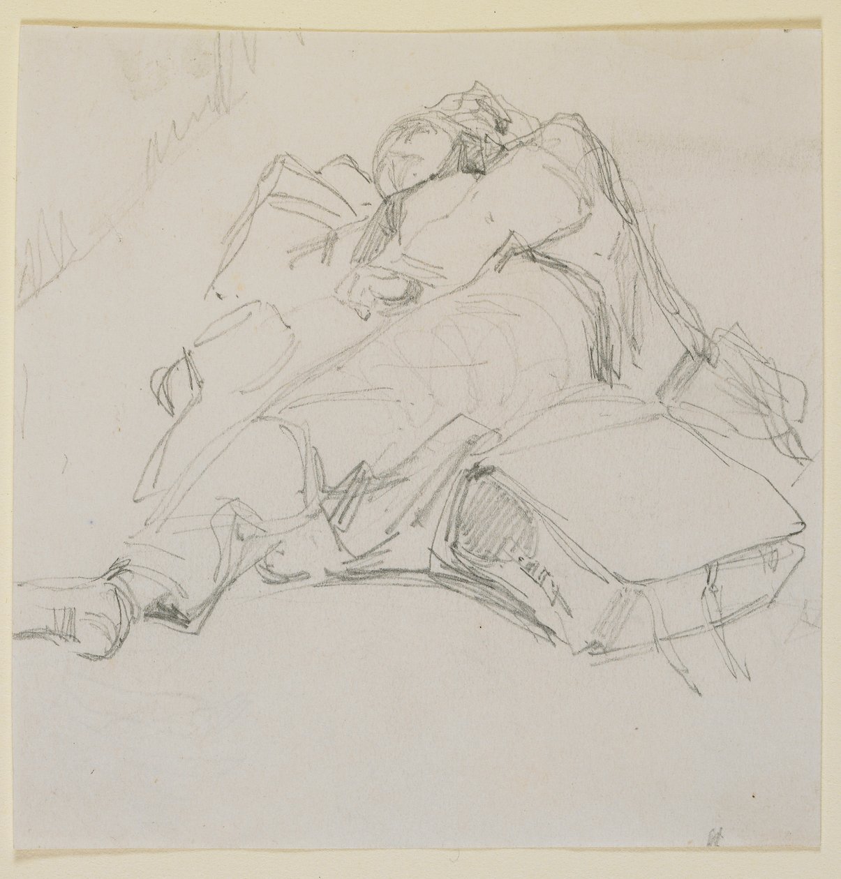 A Man Asleep on a Pile of Luggage by James Abbott McNeill Whistler