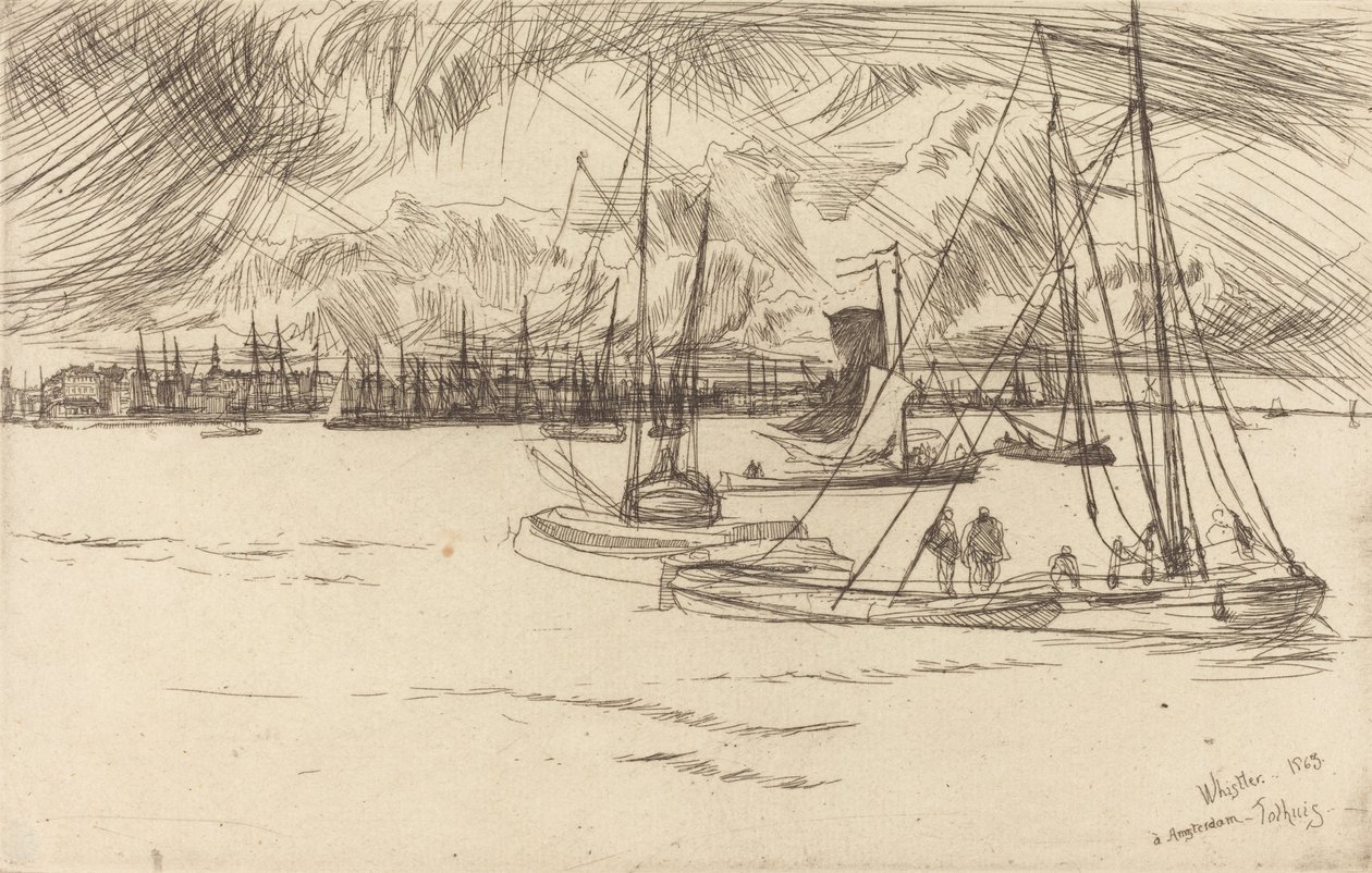 Amsterdam from the Tolhuis, 1863 by James Abbott McNeill Whistler