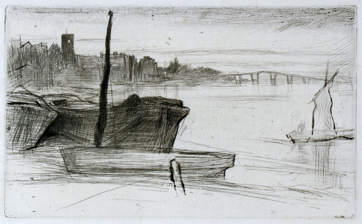 Chelsea Bridge and Church by James Abbott McNeill Whistler