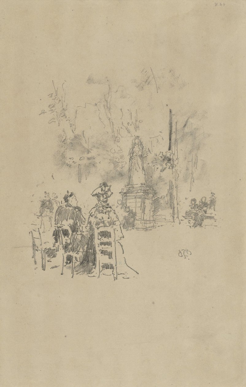 Conversation Under the Statue, Luxembourg Gardens by James Abbott McNeill Whistler