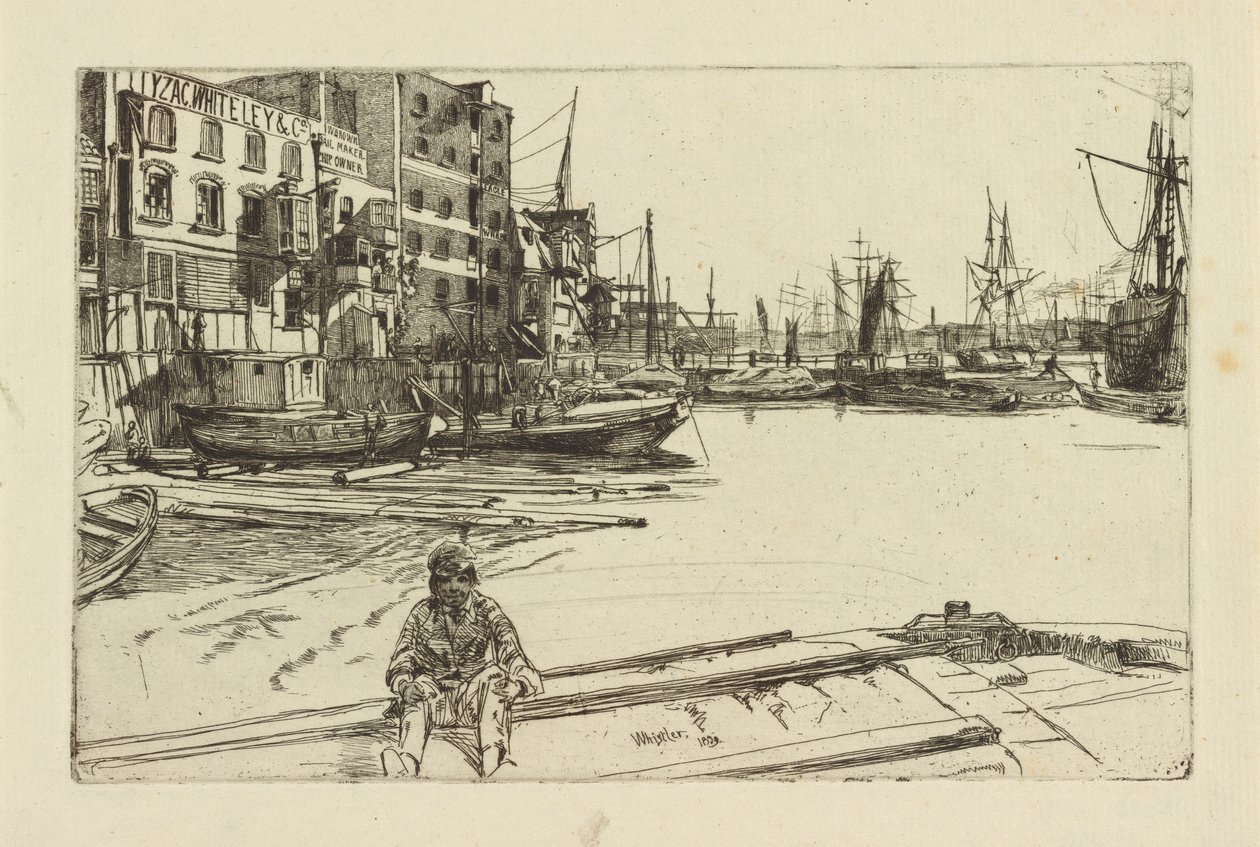 Eagle Wharf Tyzac Whiteley and Co., 1859 by James Abbott McNeill Whistler