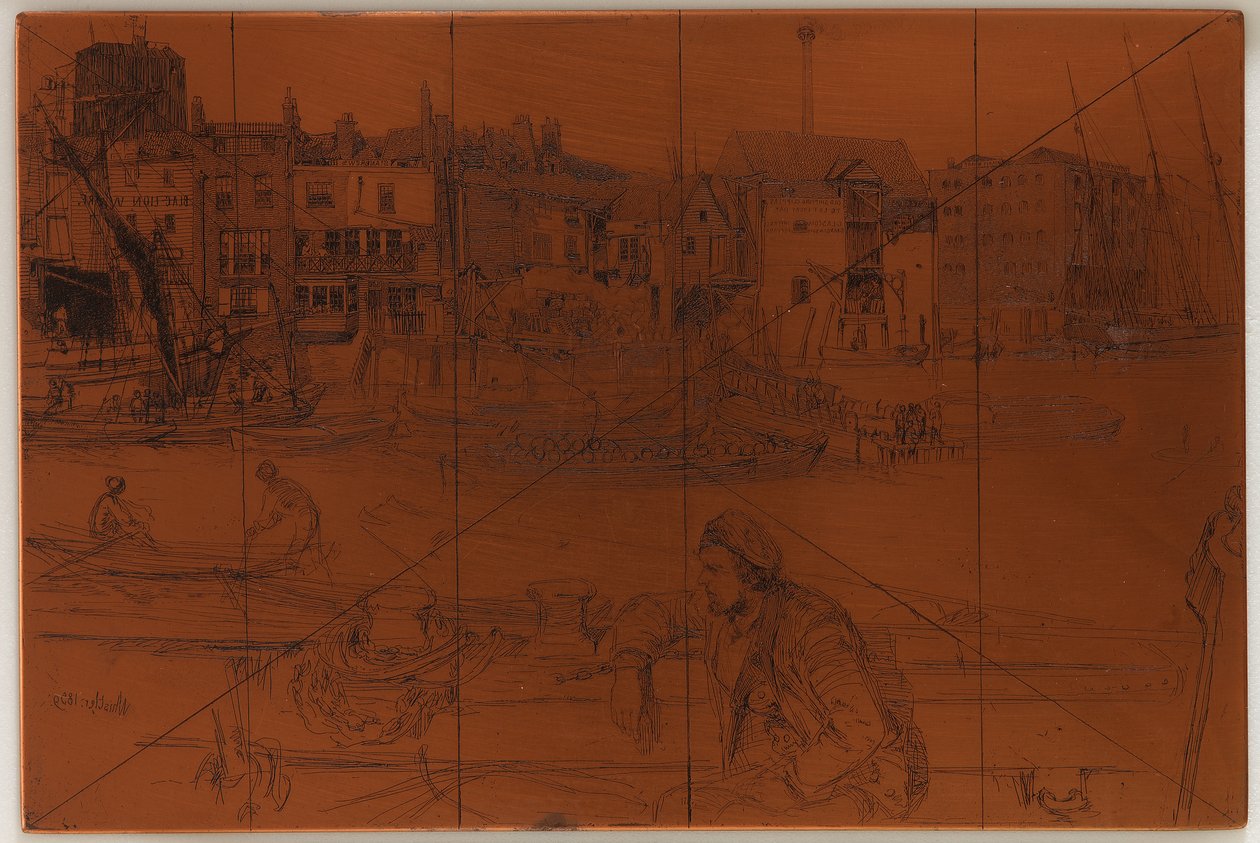 Black Lion Wharf (etching plate) by James Abbott McNeill Whistler