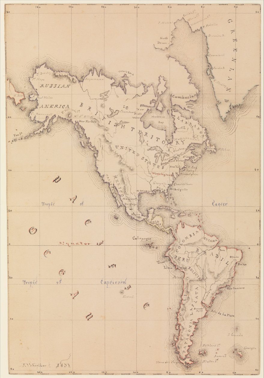 Map of the Western Hemisphere (from Sketchbook) by James Abbott McNeill Whistler