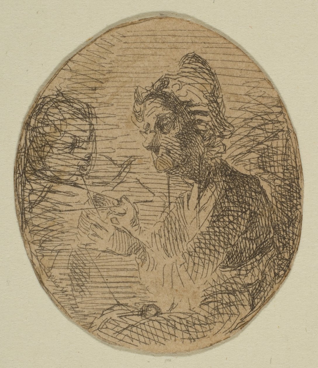 Old Woman and Child in Oval from Sketches on the Coast Survey Plate by James Abbott McNeill Whistler
