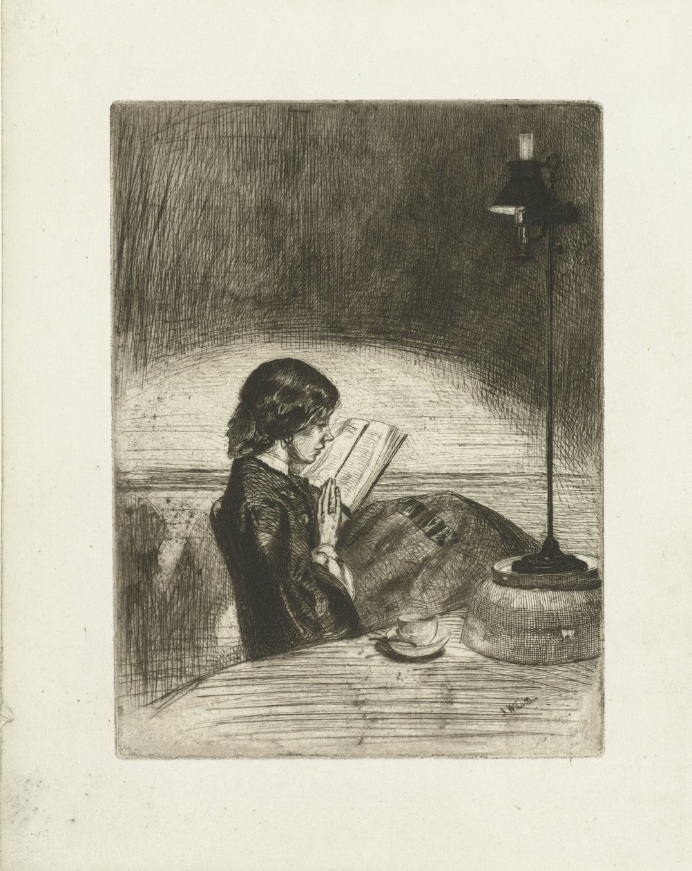 Portrait of Deborah Delano Reading by Lamplight by James Abbott McNeill Whistler