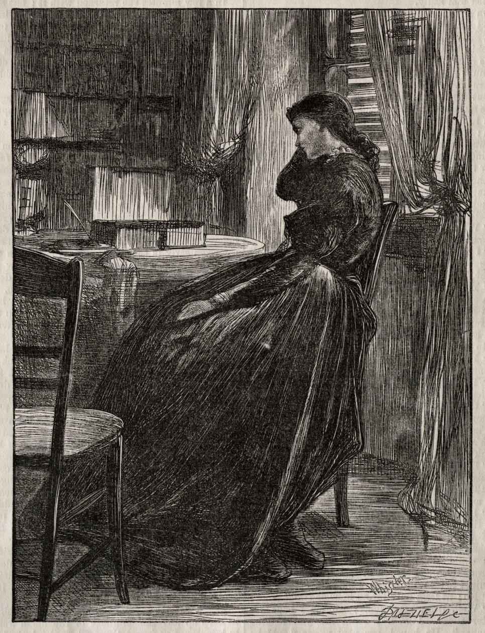 The Trial Sermon: Joanna Douglas at Her Desk by James Abbott McNeill Whistler