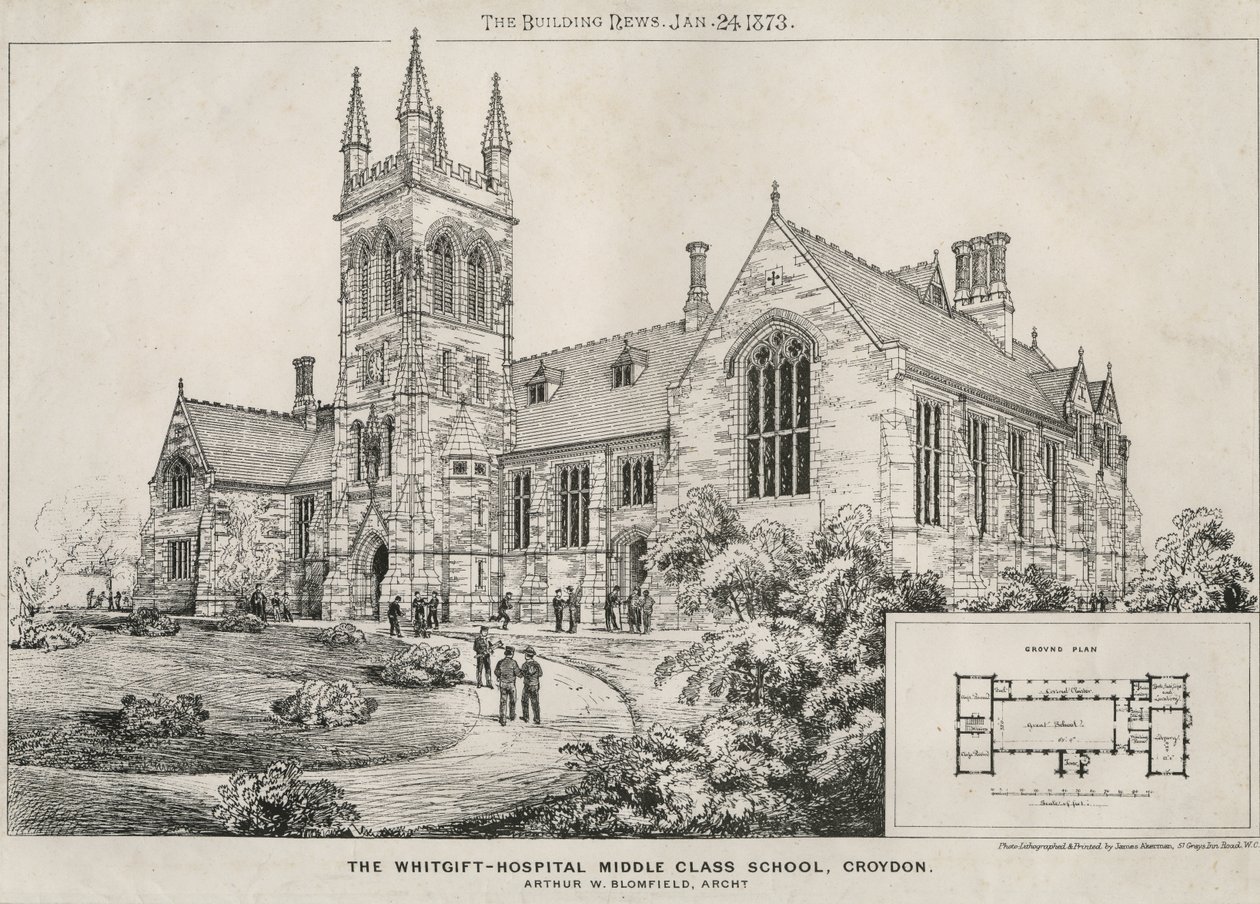 The Whitgift Hospital Middle Class School, Croydon, 1873 by James Akerman