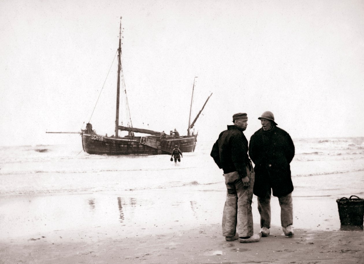 Men on the shore, Scheveningen, Netherlands, 1898 by James Batkin