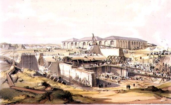 Building the Stationary Engine House, Camden Town, April 28th 1837 by James Bourne