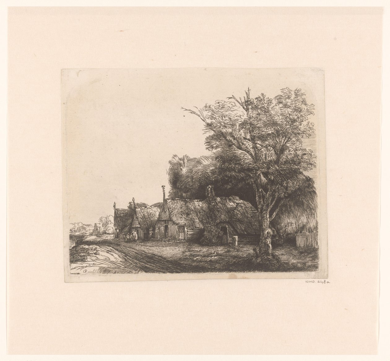 Landscape with Three Gabled Cottages Beside a Road by James Bretherton