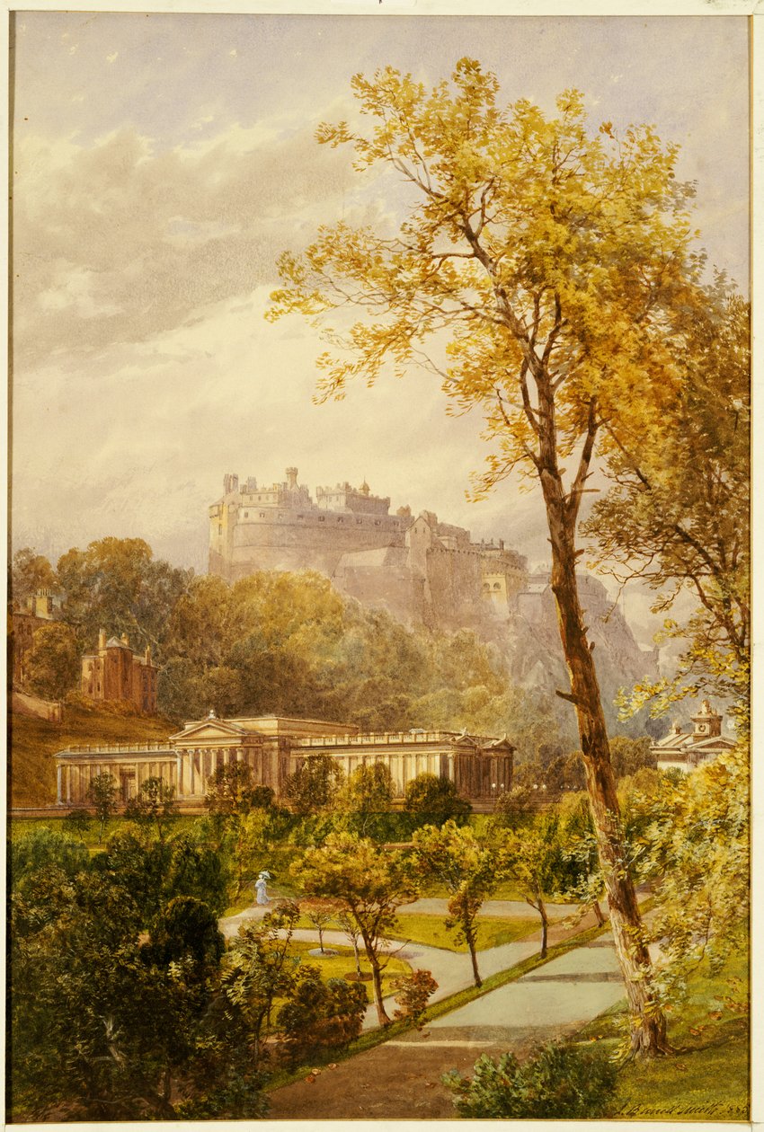 A View of Princes Street Gardens and the National Gallery, Edinburgh looking West Towards the Castle by James Burrell Smith