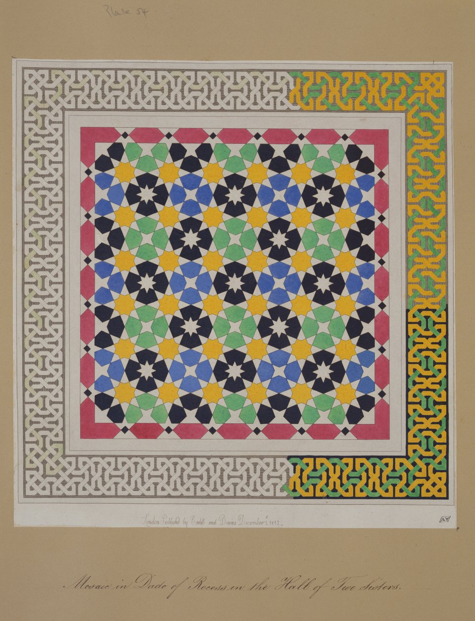 Mosaic in dado of recess in the Hall of Two Sisters, Alhambra, from 
