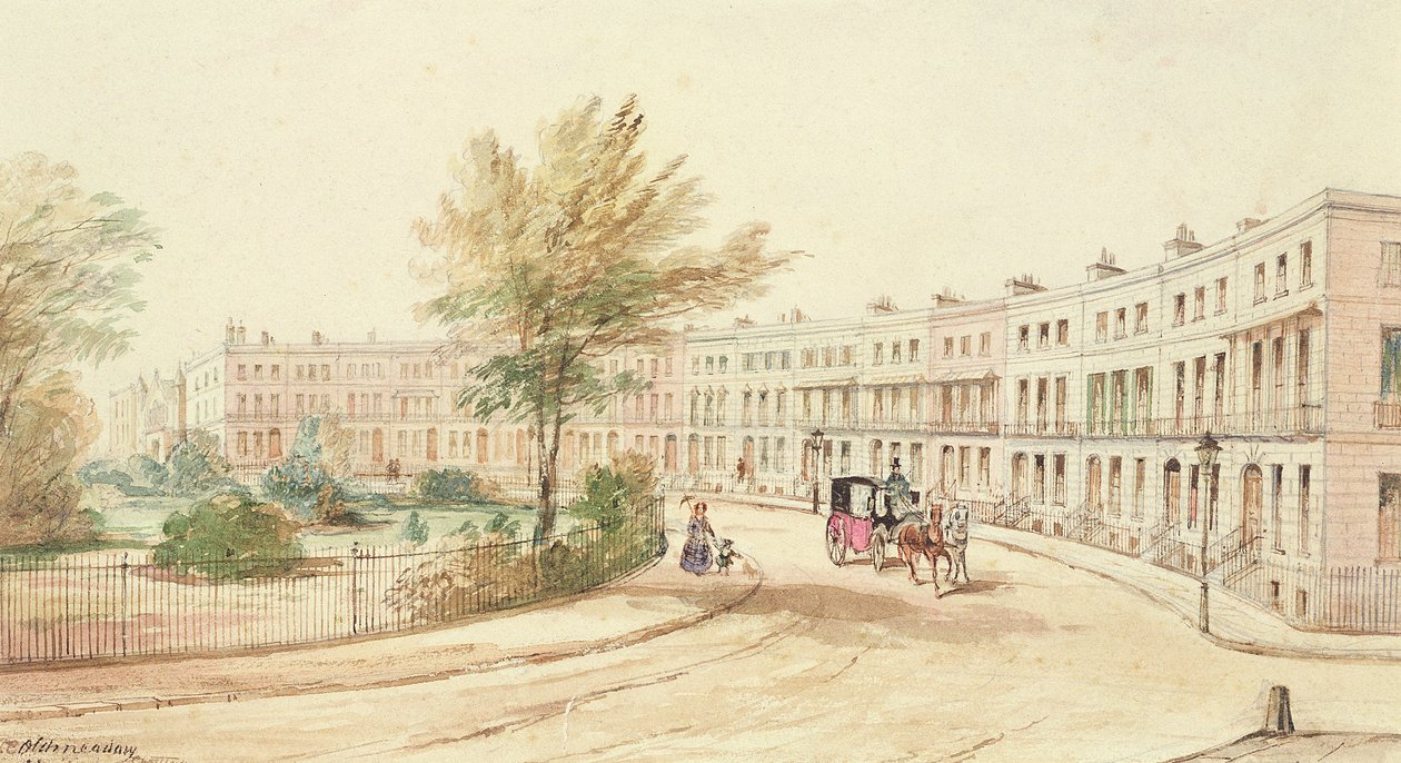 Royal Crescent, Cheltenham, c.1850 by James Charles Oldmeadow