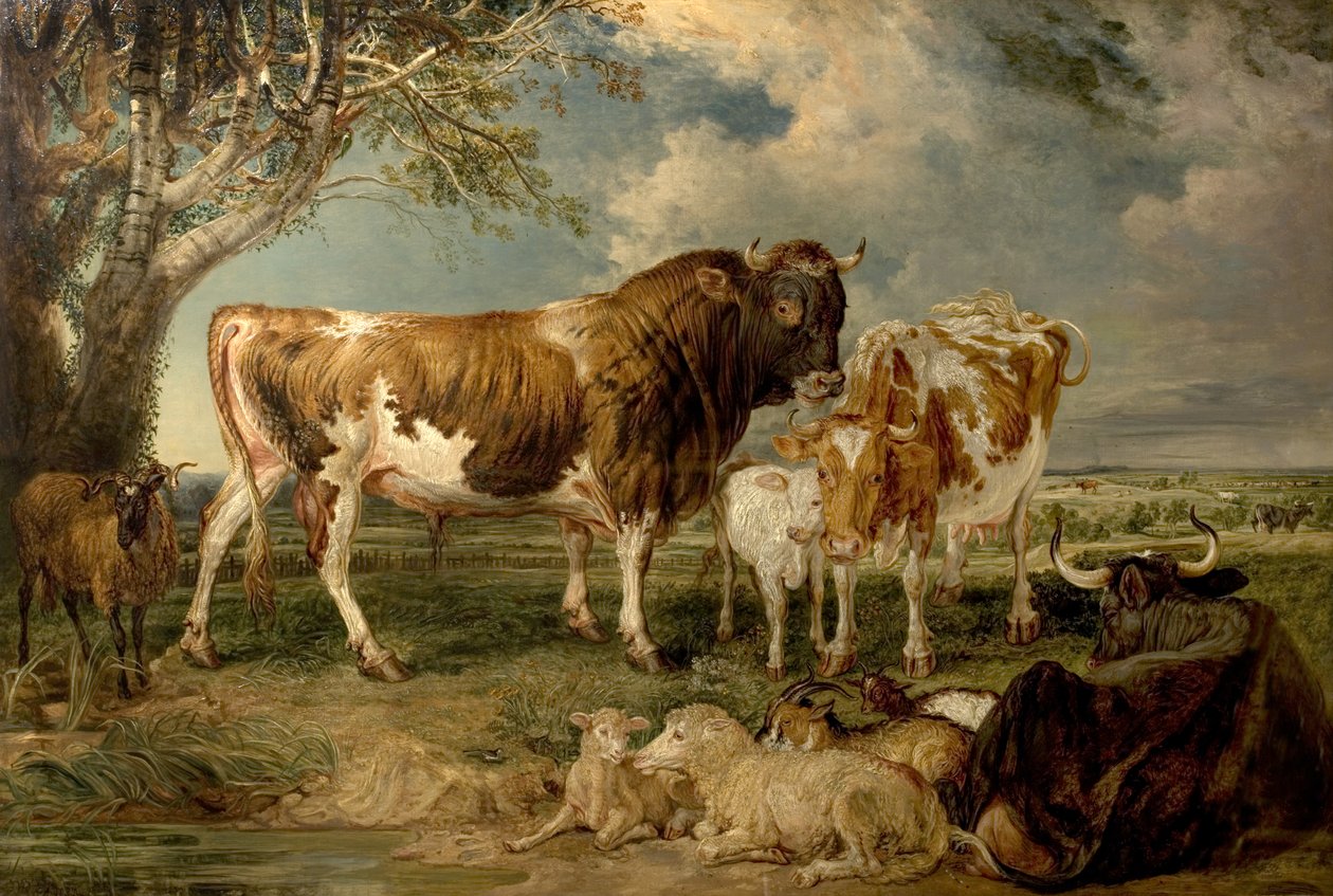 Bull, Cow and Calf in a Landscape, 1837 by James Charles Ward