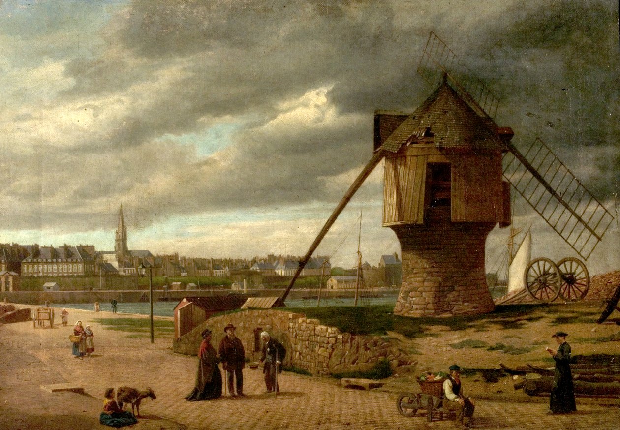 Landscape with a Windmill, St Malo, France by James Collinson