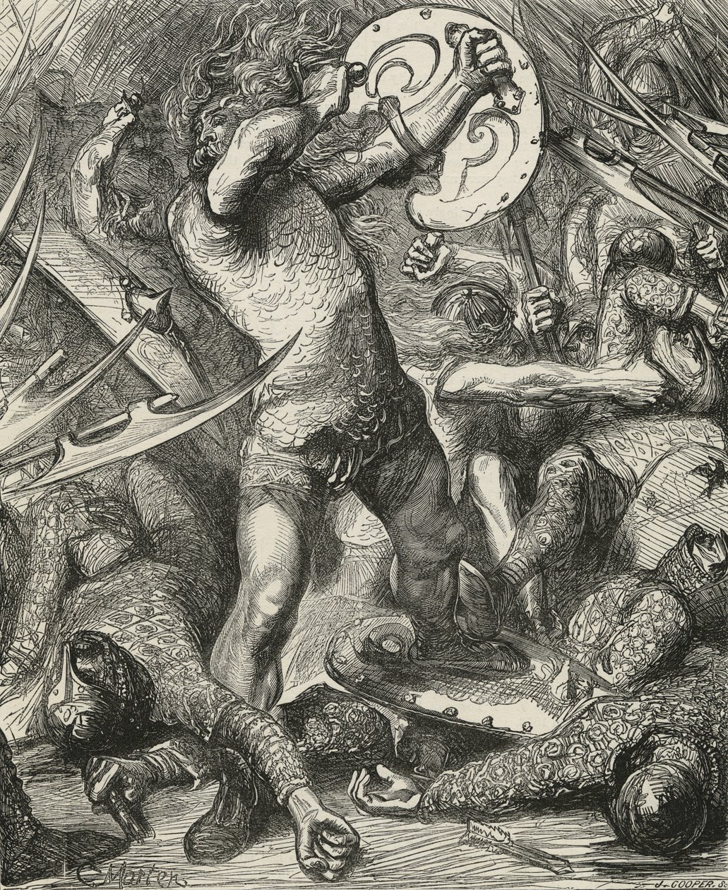 Hereward cutting his way through the Norman host by James Cooper