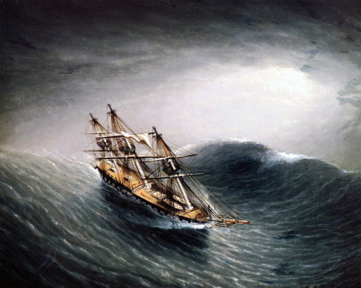 A Schooner in Heavy Sea by James E. Buttersworth