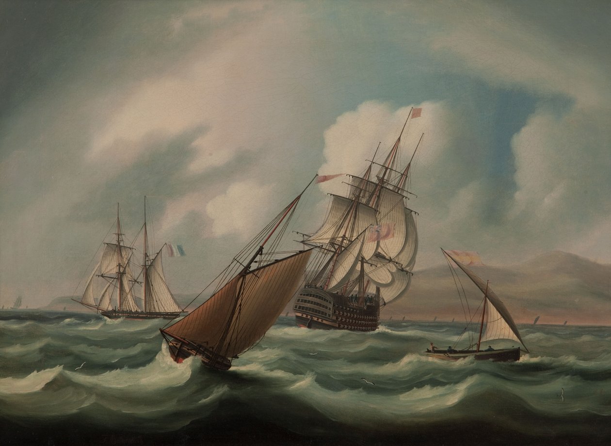 First Rater and Other Shipping off the Spanish Coast by James E. Buttersworth