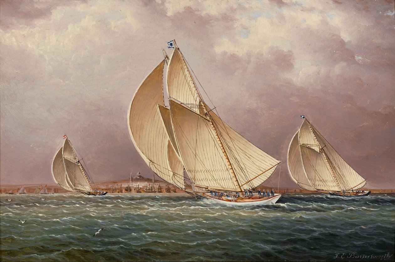 Yachting in Boston Harbor by James E. Buttersworth