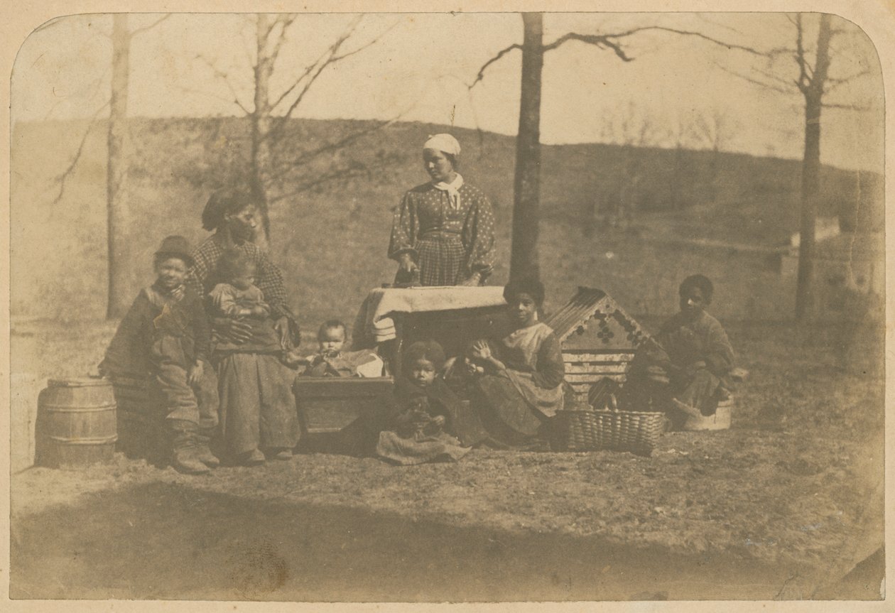 Albumen Print of Enslaved Women and Their Children Near Alexandria, Dec 2, 1861 to Mar 10, 1862 by James E. Larkin
