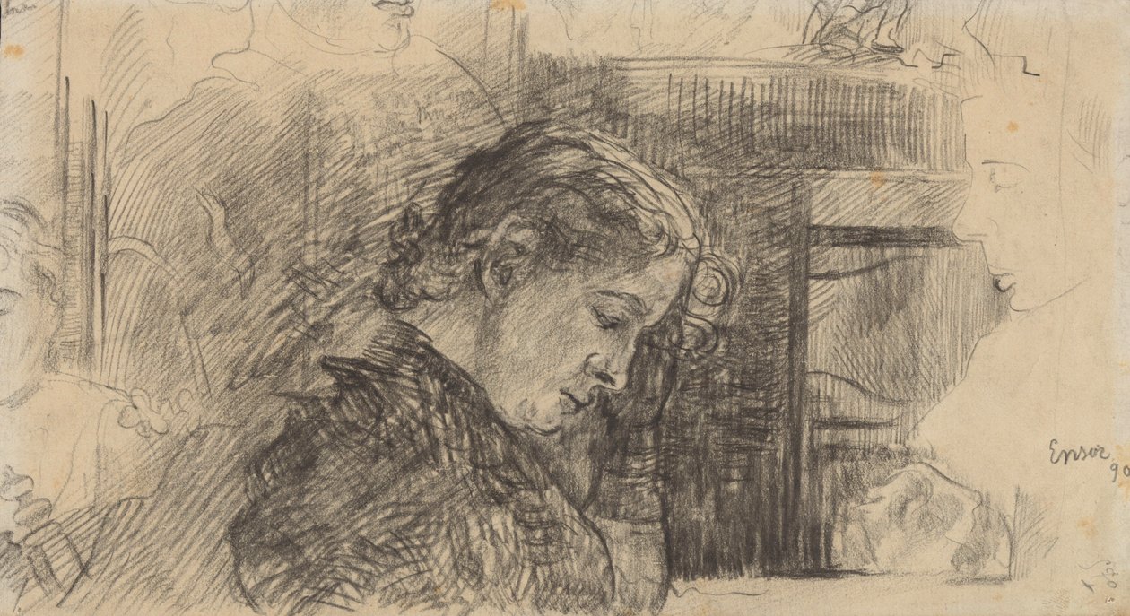Profile of a Woman (Mariette Rousseau) and Other Figures by James Ensor