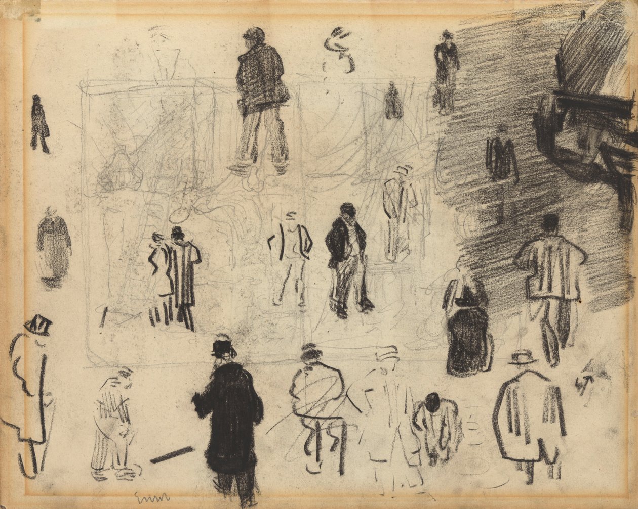 Wheelbarrow and Figures by James Ensor