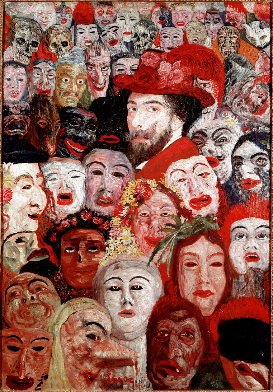 Self-Portrait Surrounding Masks by James Ensor (1860-1949), 1899 by James Ensor