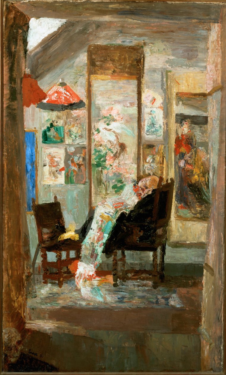 Skeleton Studying Chinese Objects by James Ensor