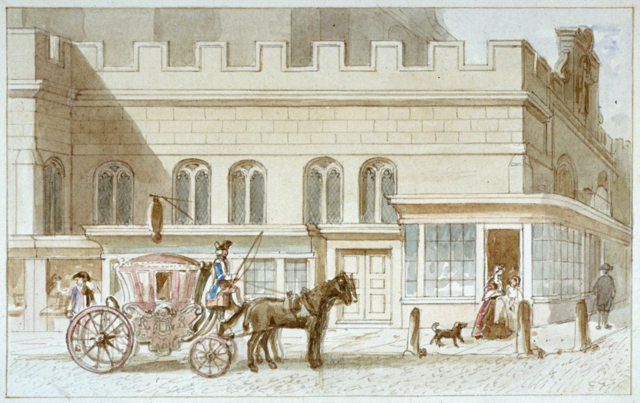 Shop fronts by St Dunstan-in-the-West, Fleet Street, City of London, 1820 by James Findlay