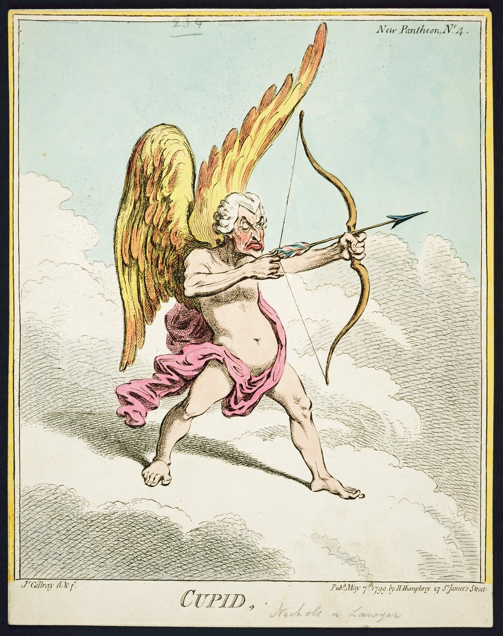 Cupid, from the New Pantheon No.4, published by Hannah Humphrey, 1799 by James Gillray