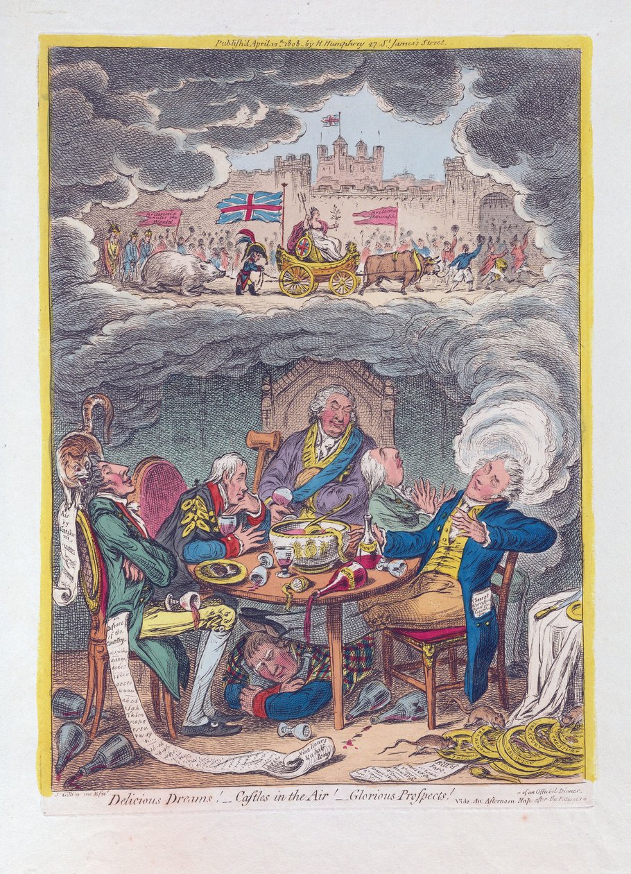 Delicious Dreams: Castles in the Air! - Glorious Prospects!, pub. 1808 by James Gillray