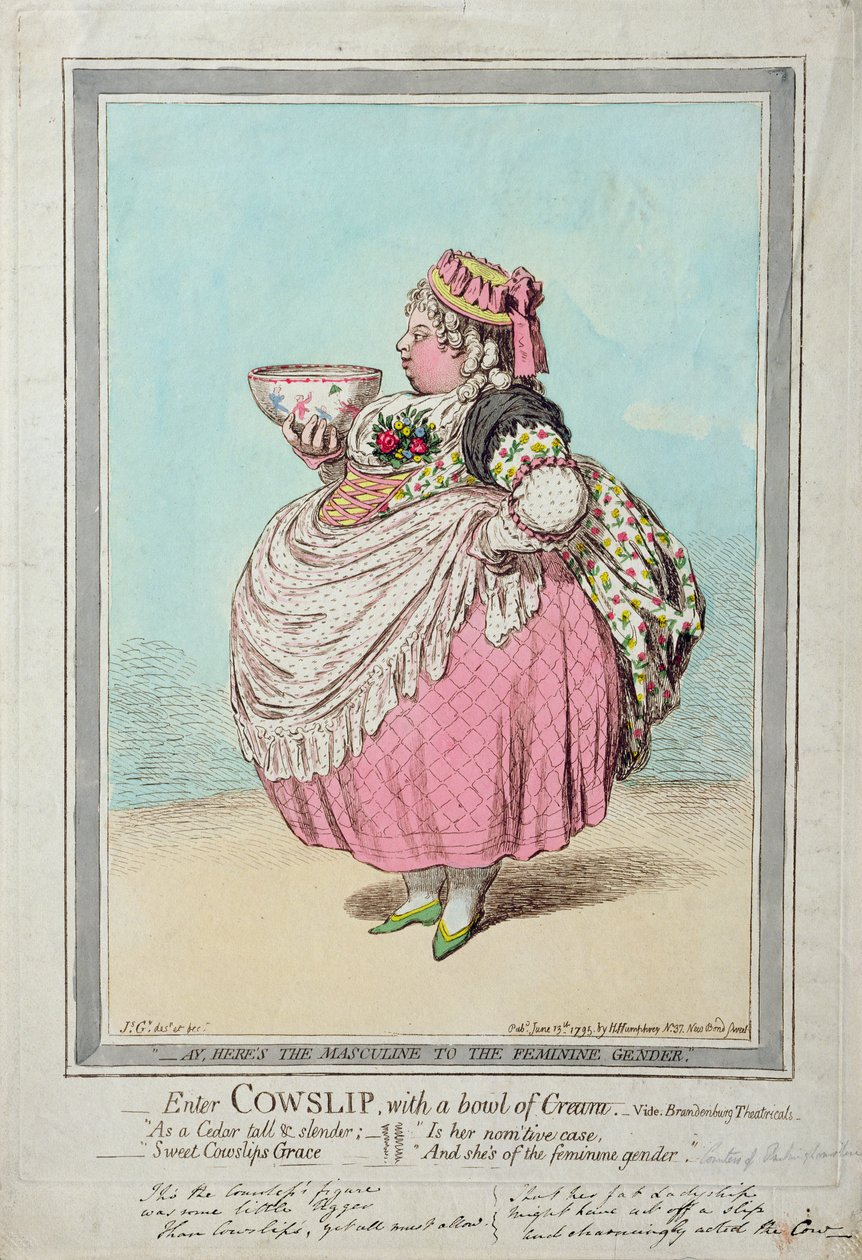 Enter Cowslip, with a Bowl of Cream, Published by Hannah Humphrey in 1795 by James Gillray