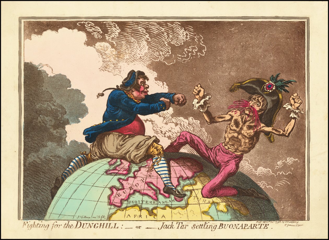 Fighting for the Dunghill - or - Jack Tar Settling Buonaparte by James Gillray