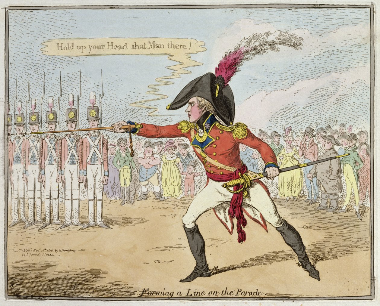 Forming a Line on the Parade, Published by Hannah Humphrey in 1801 by James Gillray