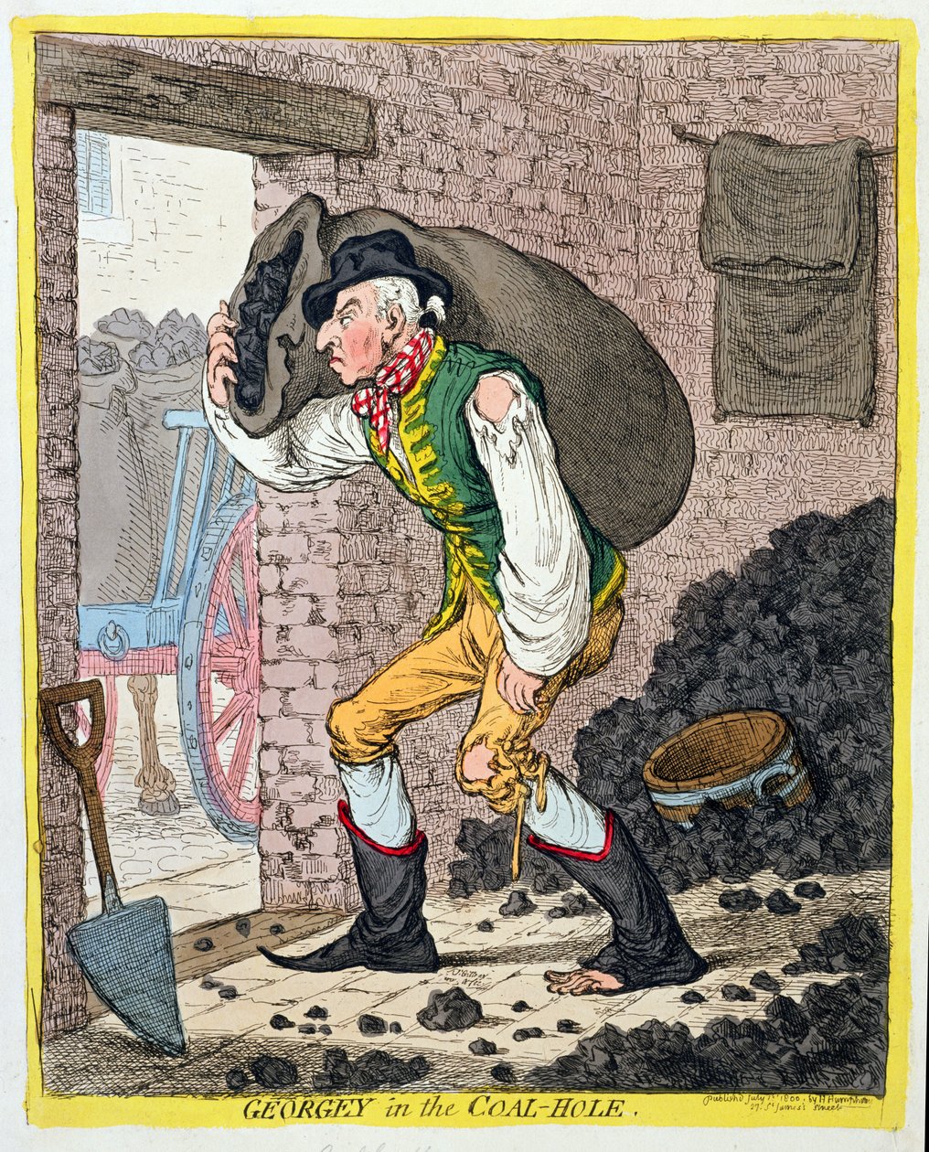 Georgey in the Coal-Hole, published by Hannah Humphrey in 1801 by James Gillray