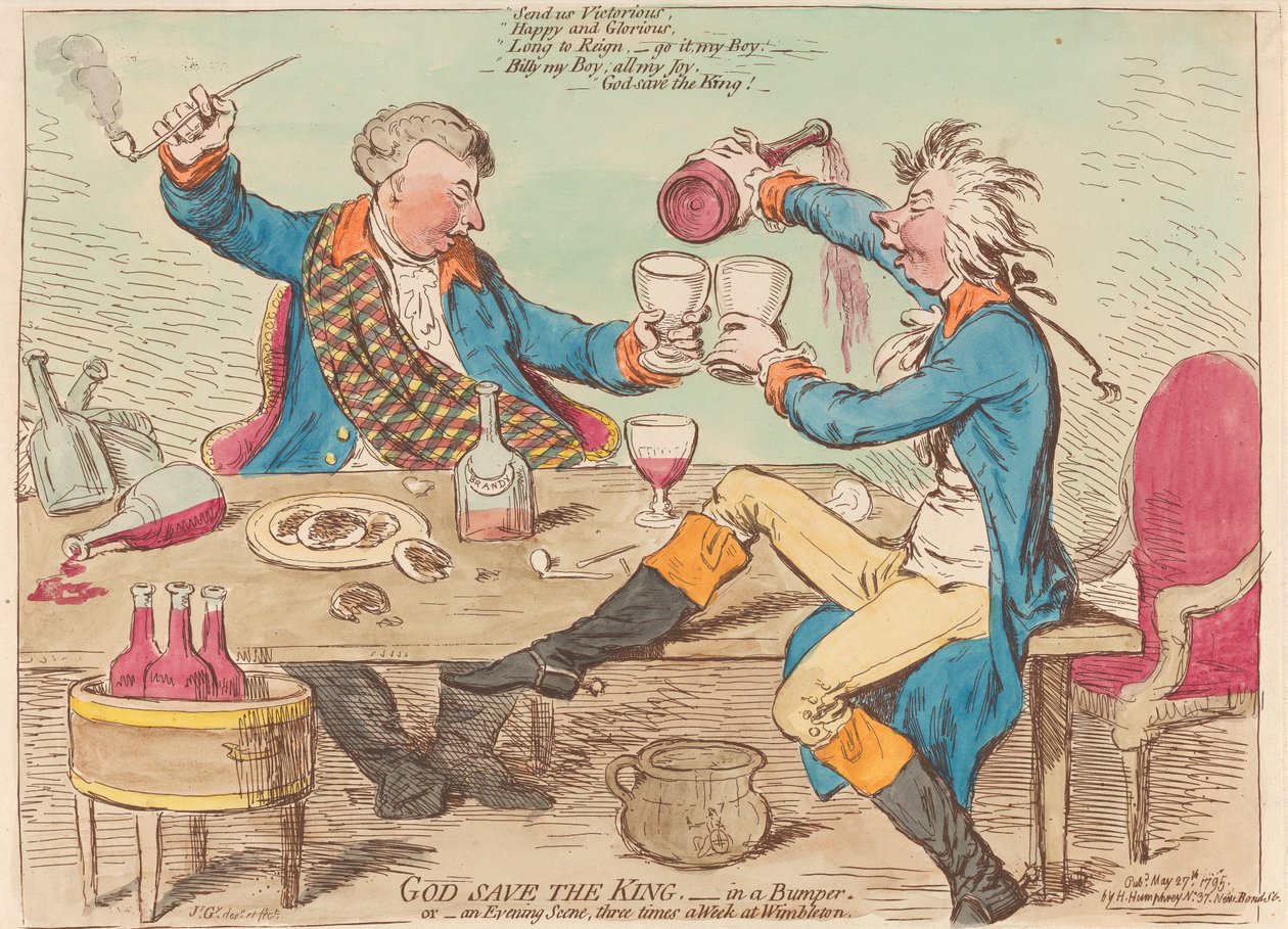God Save the King. - In a Bumper. Or - An Evening Scene Three Times a Week at Wimbledon by James Gillray