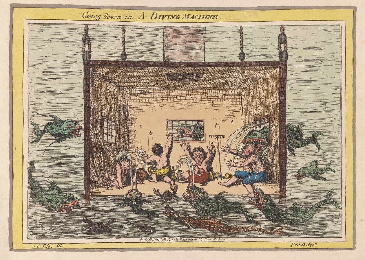 Going Down in a Diving Machine by James Gillray