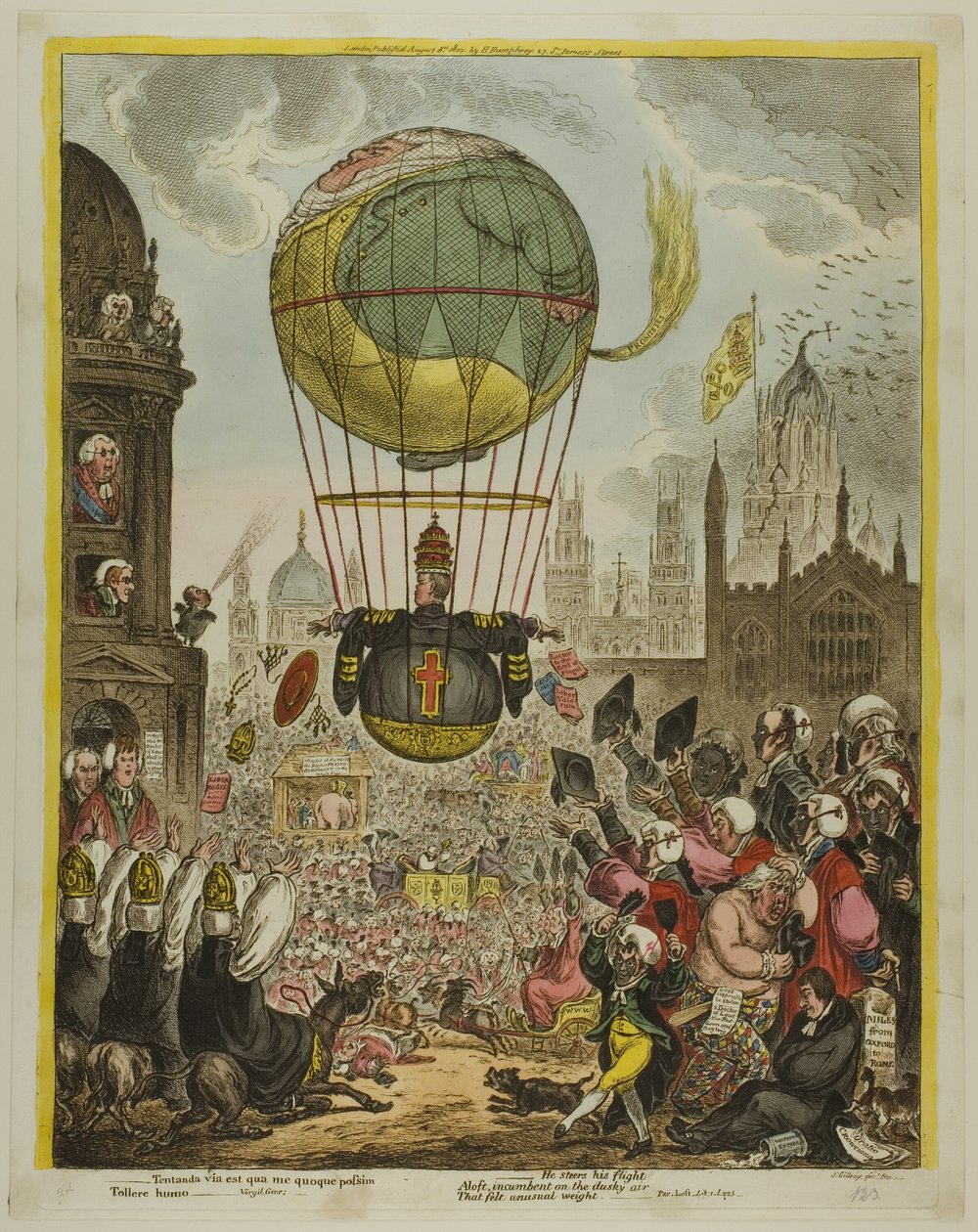 He Steers His Flight by James Gillray