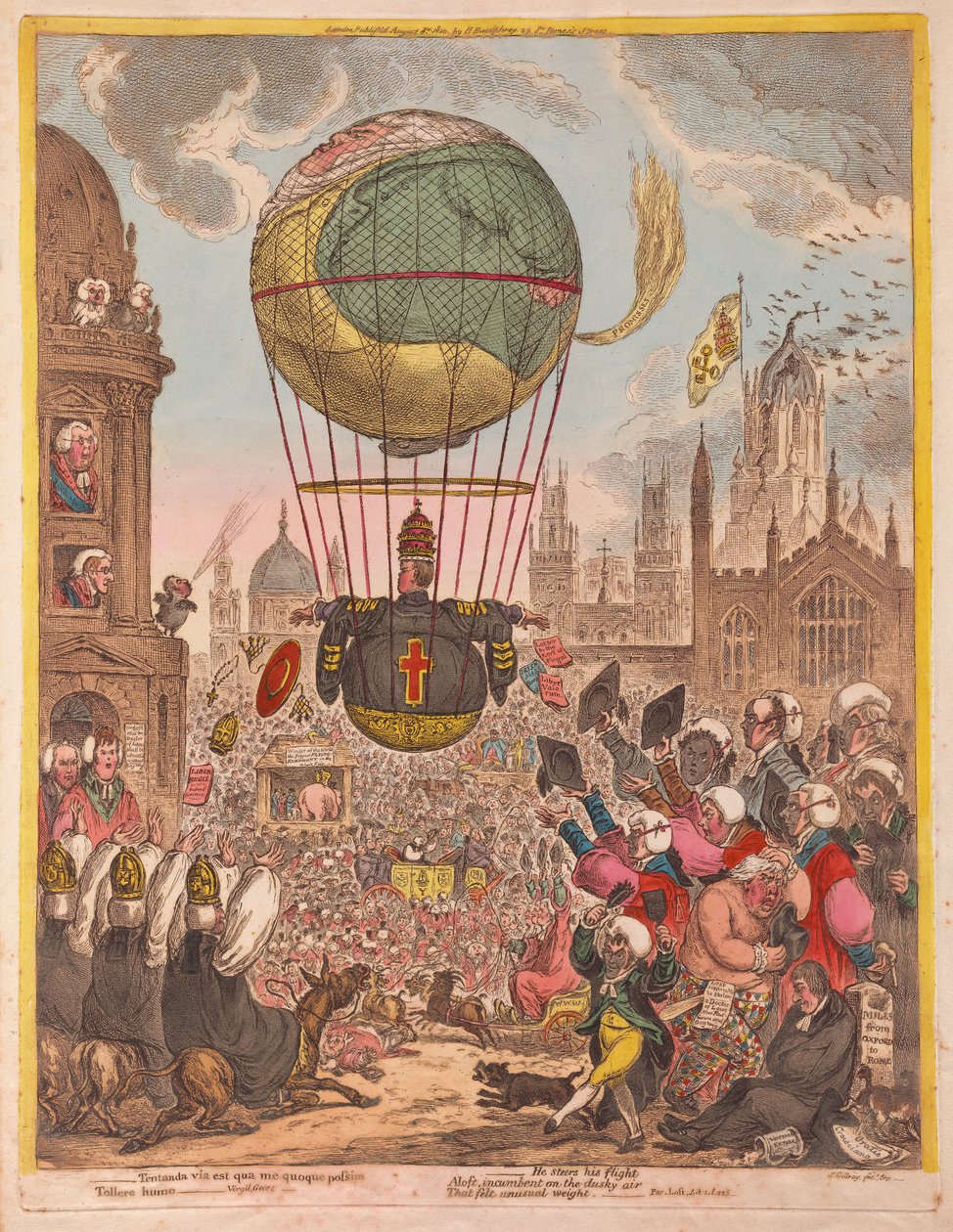 He steers his Flight, pub. 1810 by James Gillray
