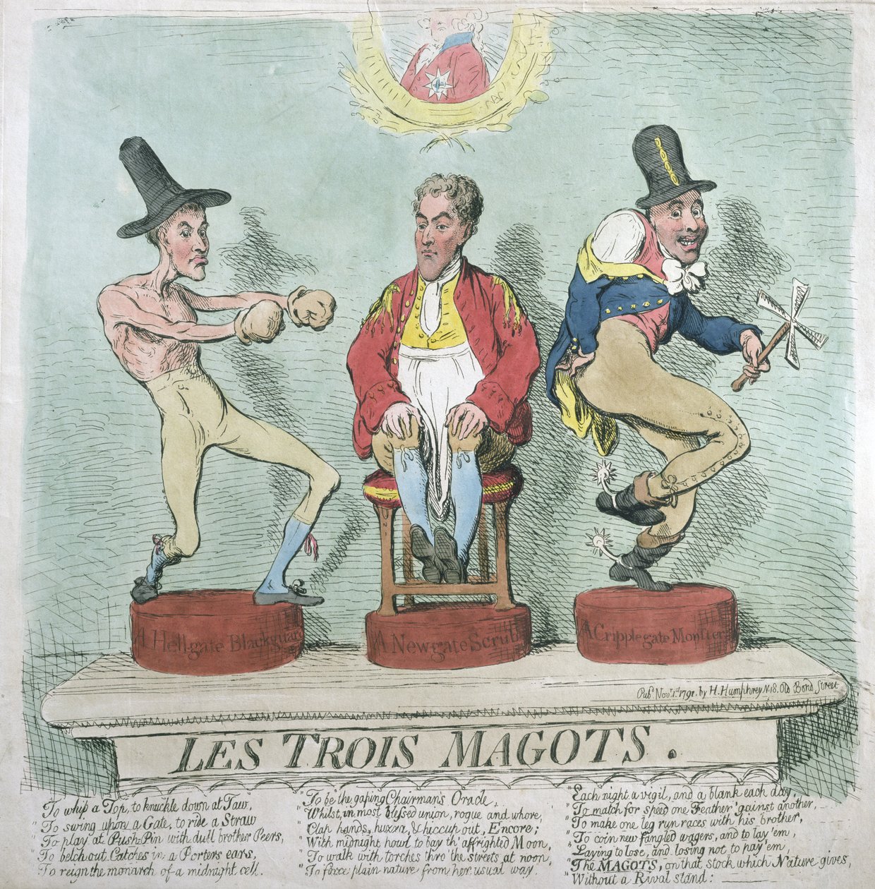 Les Trois Magots, published by Hannah Humphrey in 1791 by James Gillray