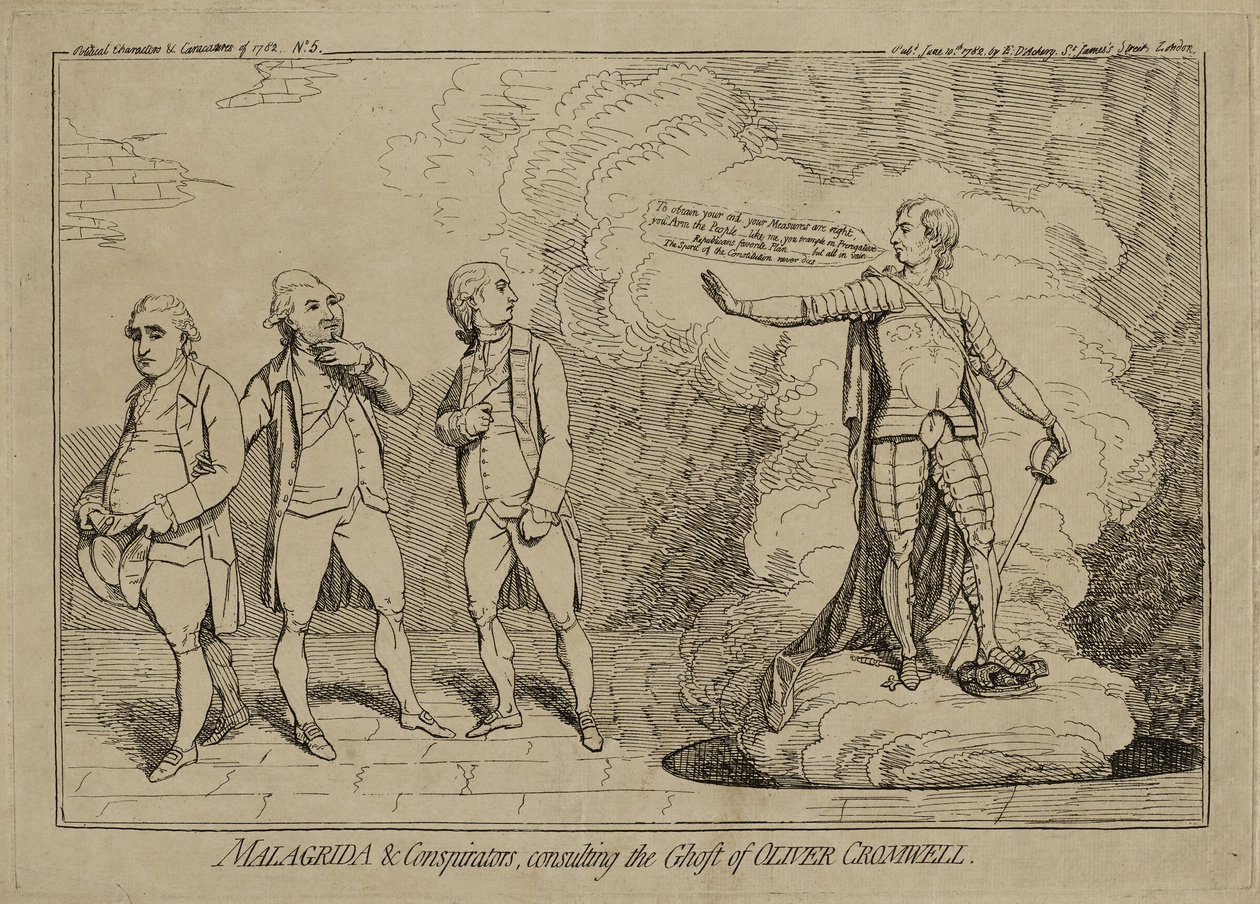 Malagrida and Conspirators, Consulting the Ghost of Oliver Cromwell by James Gillray