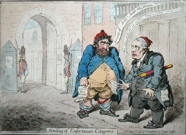 Meeting of Unfortunate Citoyens, published by Hannah Humphrey in 1798 by James Gillray