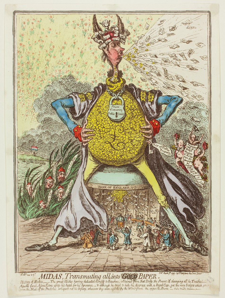 Midas, Transmuting All, Into Paper by James Gillray