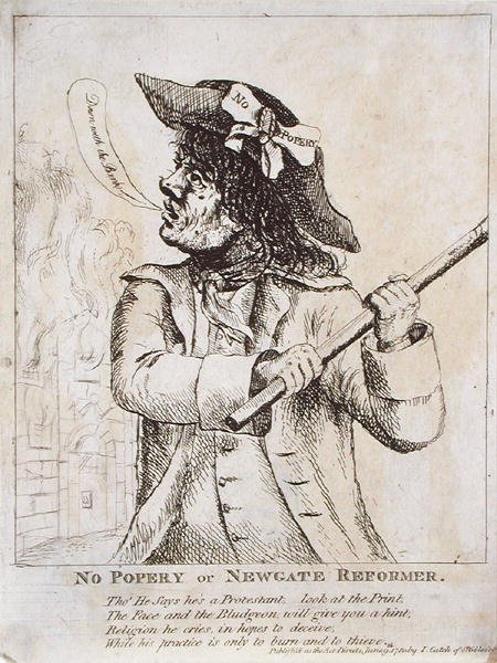 No Popery, or Newgate Reformer: possibly Ned Dennis wearing a 