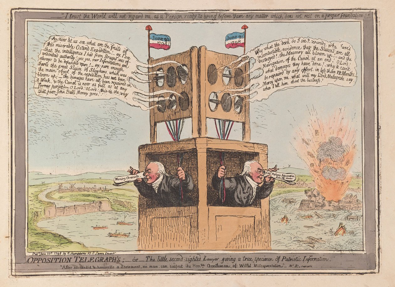 Opposition Telegraphs, or the little second-sighted Lawyer giving a true specimen of Patriotic Information by James Gillray