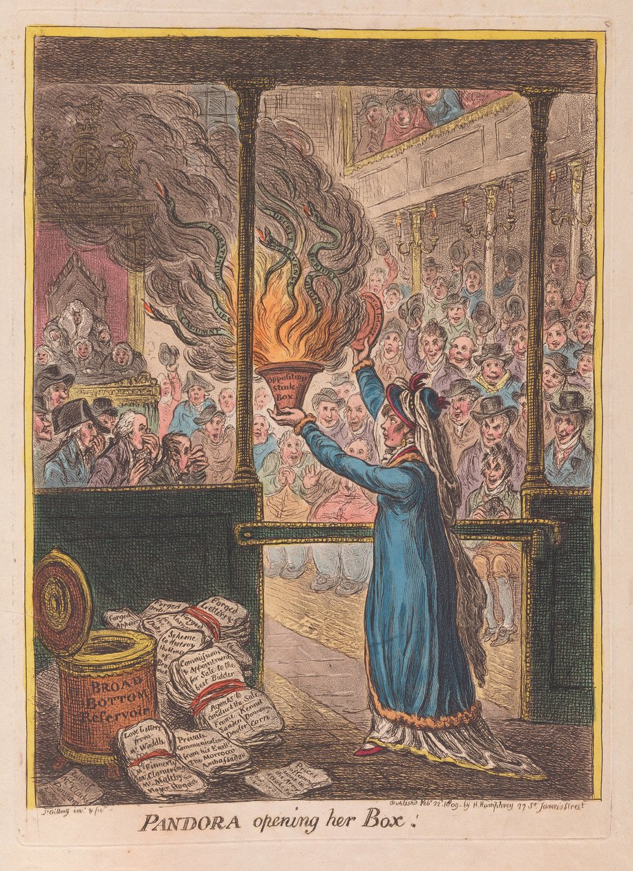 Pandora Opening her Box, pub. 1809 by James Gillray