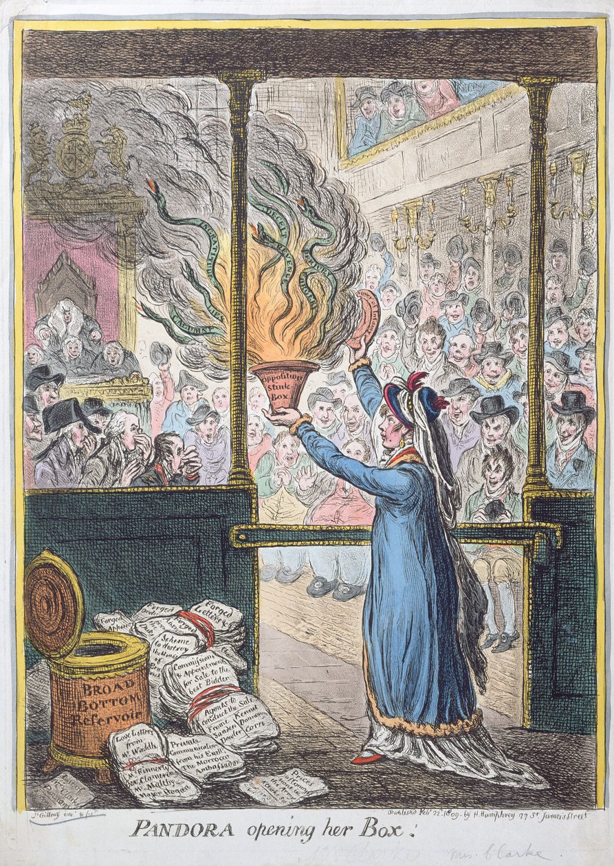 Pandora Opening Her Box, Published by Hannah Humphrey, 1809 by James Gillray