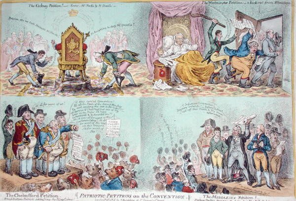 Patriotic Petitions on the Convention, published by Hannah Humphrey by James Gillray