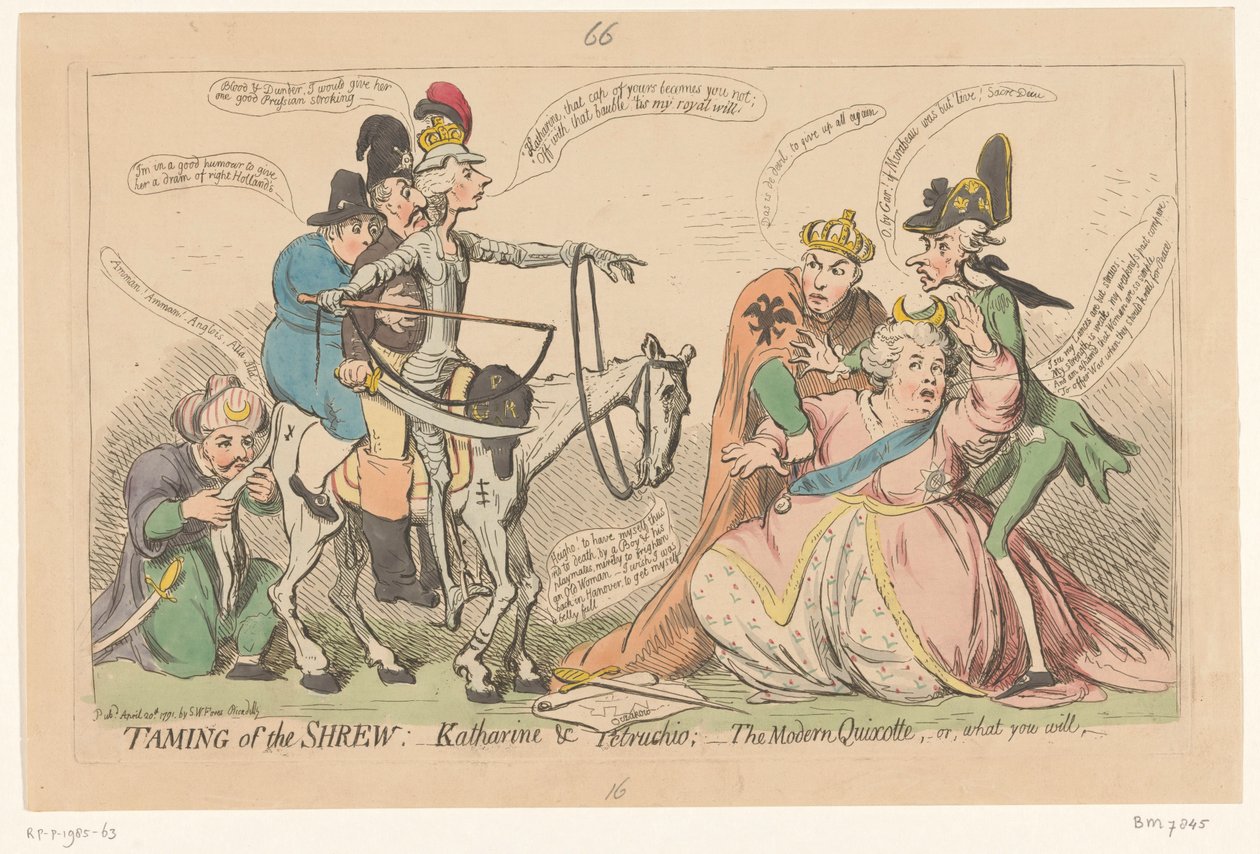 Pitt Frightening Catherine the Great as Don Quixote, 1791 by James Gillray