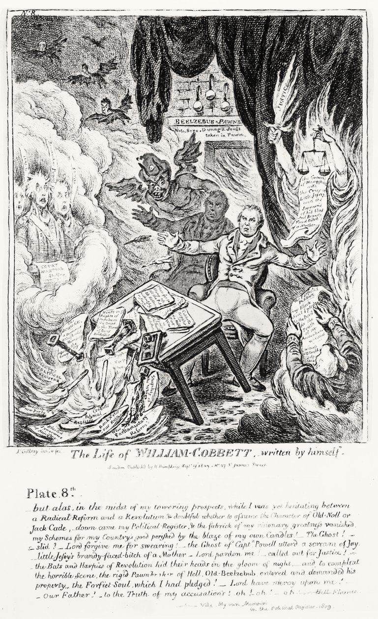 Plate 8, from The Life of William Cobbett, written by himself, pub. by H. Humphrey by James Gillray